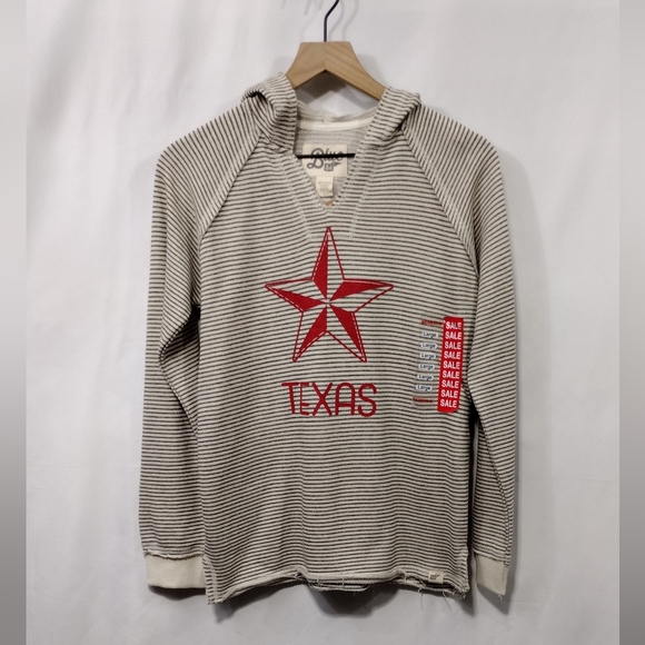 Blue 84 Jackets & Blazers - NWT Blue 84 Striped Texas Hoodie Womens L Gray Red Retro Y2K Sporty Outdoor